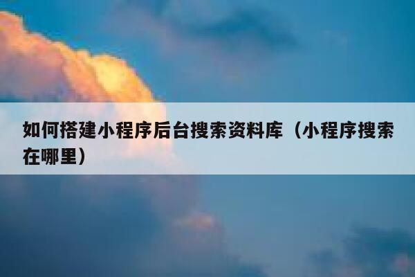 如何搭建小程序后台搜索资料库（小程序搜索在哪里） 第1张
