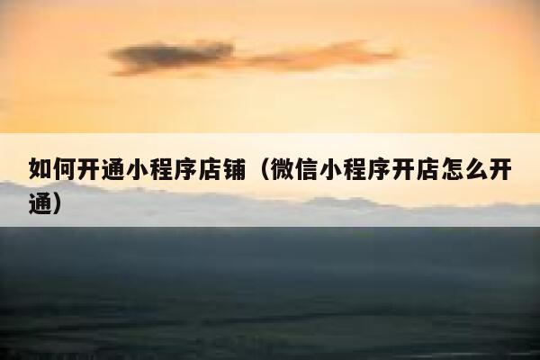 如何开通小程序店铺（微信小程序开店怎么开通） 第1张