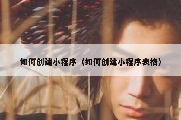 如何创建小程序（如何创建小程序表格） 第1张