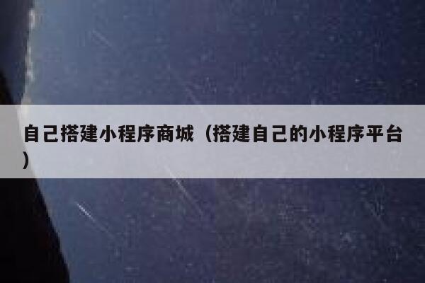 自己搭建小程序商城（搭建自己的小程序平台） 第1张