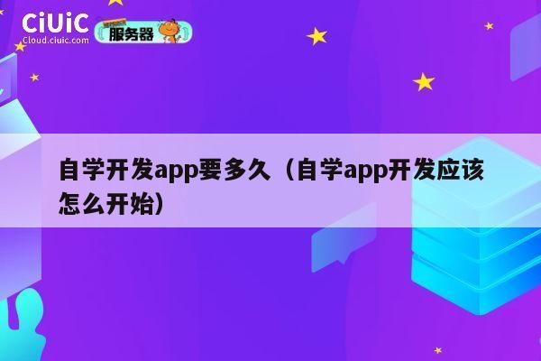 自学开发app要多久（自学app开发应该怎么开始） 第1张