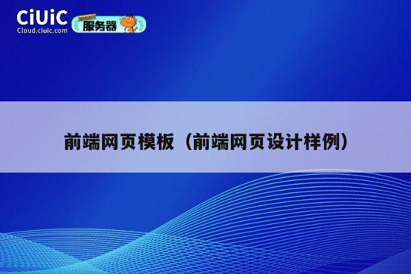 前端网页模板（前端网页设计样例） 第1张