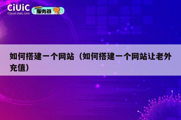 如何搭建一个网站（如何搭建一个网站让老外充值） 第1张
