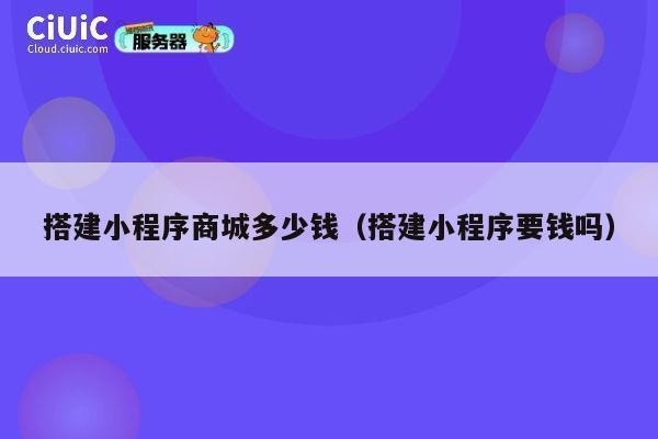 搭建小程序商城多少钱（搭建小程序要钱吗） 第1张