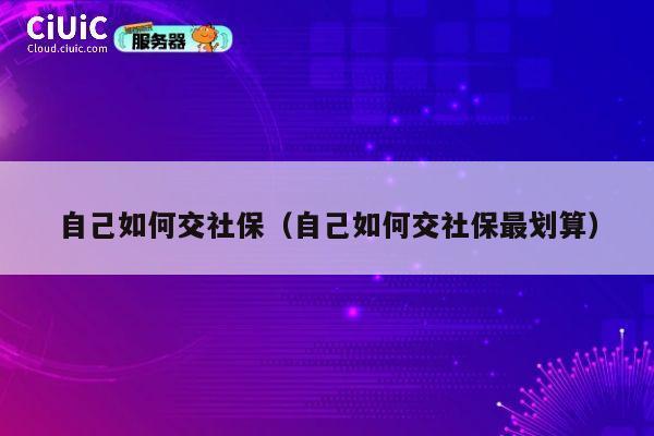 自己如何交社保（自己如何交社保最划算） 第1张