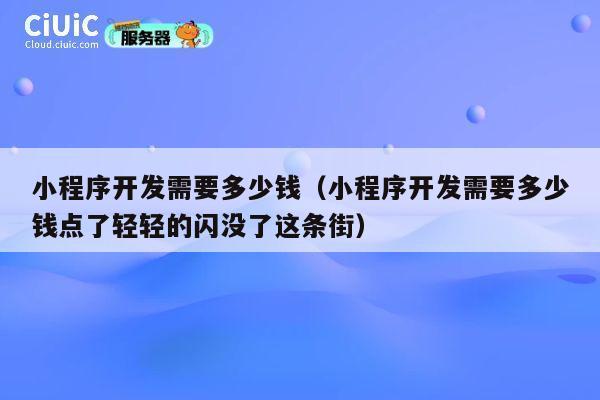 小程序开发需要多少钱（小程序开发需要多少钱点了轻轻的闪没了这条街） 第1张