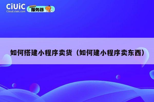 如何搭建小程序卖货（如何建小程序卖东西） 第1张