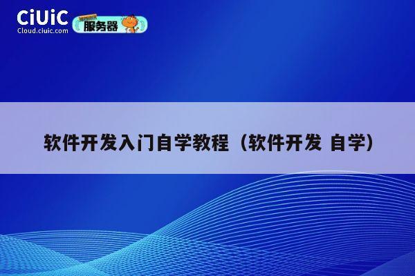 软件开发入门自学教程（软件开发 自学） 第1张