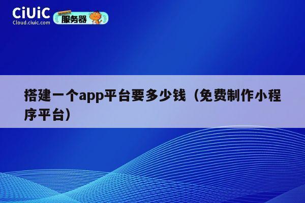搭建一个app平台要多少钱（免费制作小程序平台） 第1张