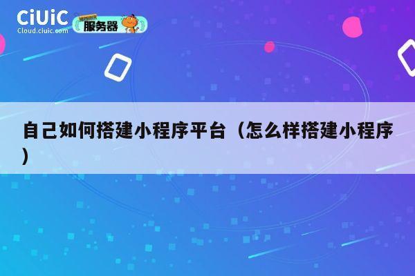 自己如何搭建小程序平台（怎么样搭建小程序） 第1张