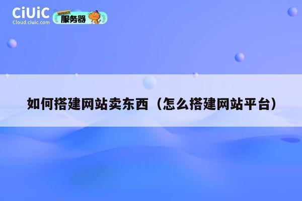 如何搭建网站卖东西（怎么搭建网站平台） 第1张