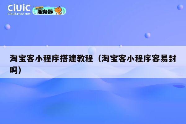 淘宝客小程序搭建教程（淘宝客小程序容易封吗） 第1张