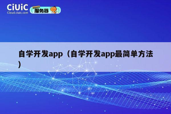自学开发app（自学开发app最简单方法） 第1张