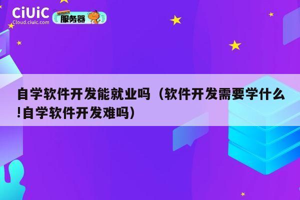 自学软件开发能就业吗（软件开发需要学什么!自学软件开发难吗） 第1张
