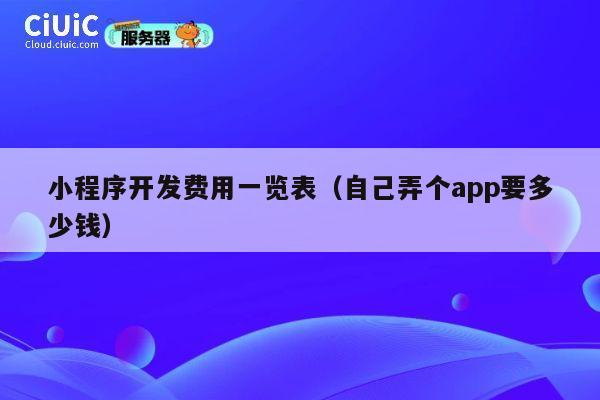 小程序开发费用一览表（自己弄个app要多少钱） 第1张