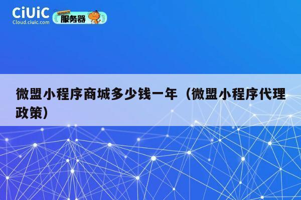 微盟小程序商城多少钱一年（微盟小程序代理政策） 第1张
