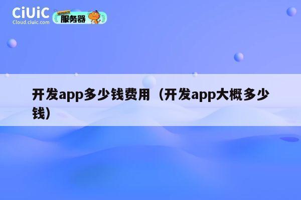 开发app多少钱费用（开发app大概多少钱） 第1张