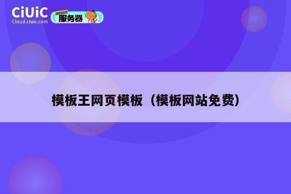 模板王网页模板（模板网站免费） 第1张