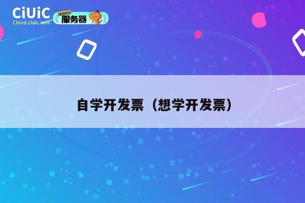 自学开发票（想学开发票） 第1张