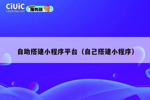 自助搭建小程序平台（自己搭建小程序） 第1张