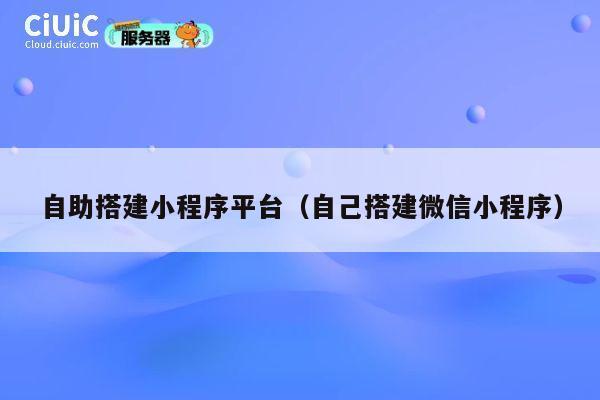 自助搭建小程序平台（自己搭建微信小程序） 第1张