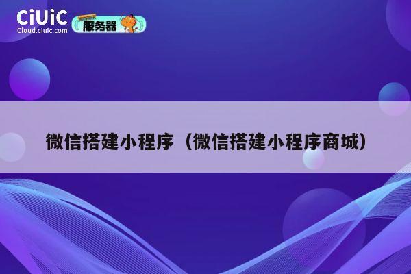 微信搭建小程序（微信搭建小程序商城） 第1张