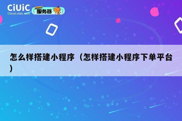 怎么样搭建小程序（怎样搭建小程序下单平台） 第1张