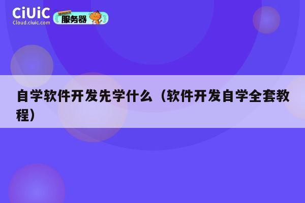 自学软件开发先学什么（软件开发自学全套教程） 第1张