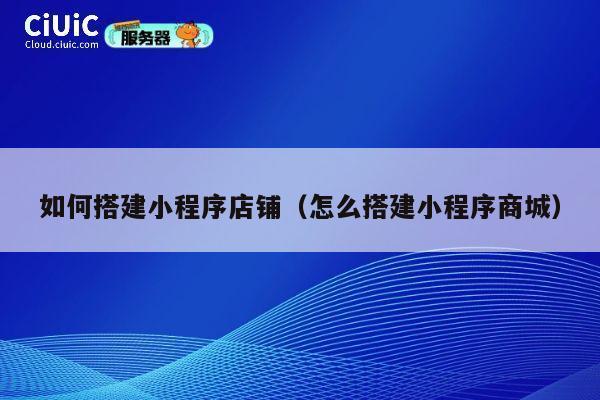 如何搭建小程序店铺（怎么搭建小程序商城） 第1张