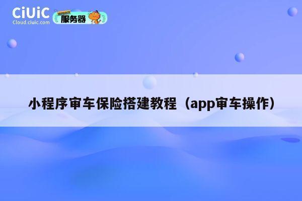 小程序审车保险搭建教程（app审车操作） 第1张