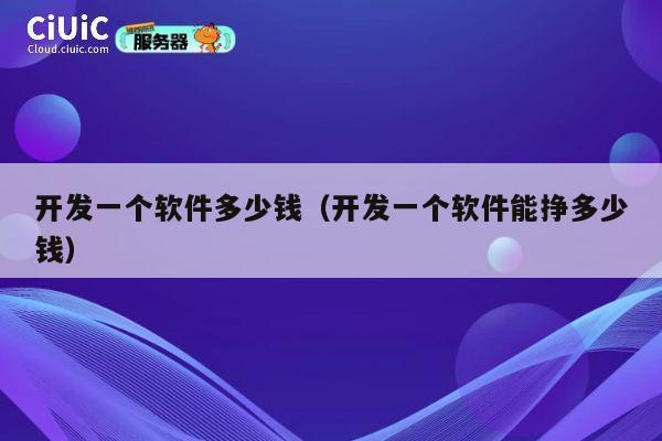 开发一个软件多少钱（开发一个软件能挣多少钱） 第1张