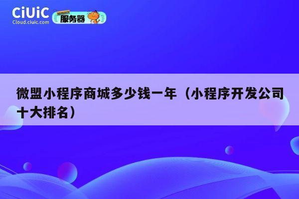 微盟小程序商城多少钱一年（小程序开发公司十大排名） 第1张