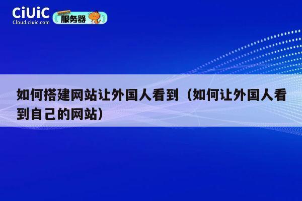 如何搭建网站让外国人看到（如何让外国人看到自己的网站） 第1张