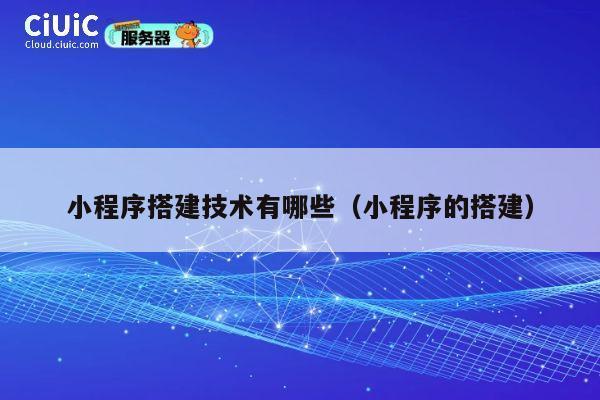 小程序搭建技术有哪些（小程序的搭建） 第1张