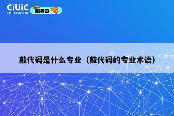 敲代码是什么专业（敲代码的专业术语） 第1张