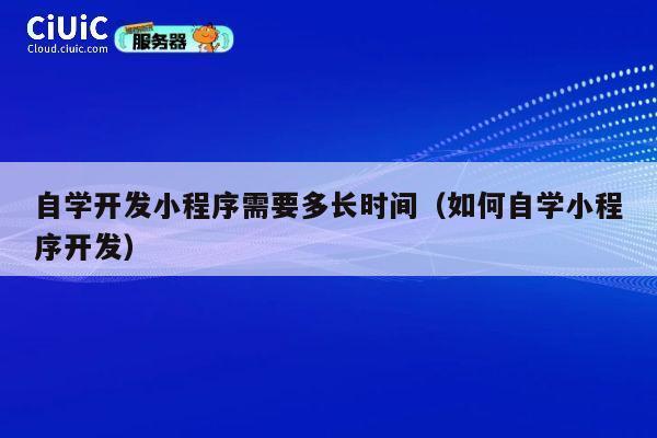 自学开发小程序需要多长时间（如何自学小程序开发） 第1张