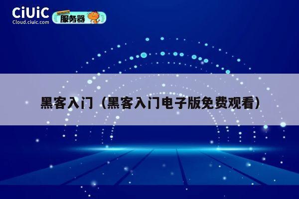 黑客入门（黑客入门电子版免费观看） 第1张