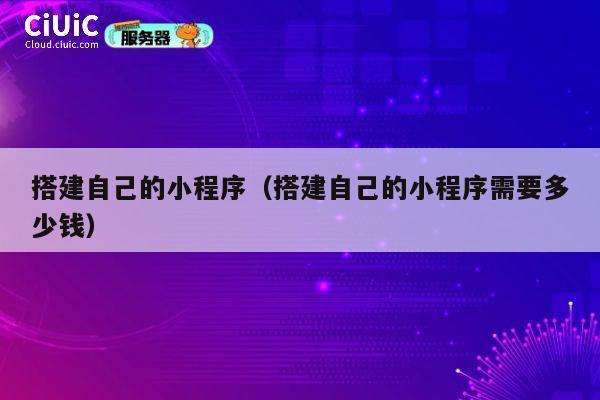 搭建自己的小程序（搭建自己的小程序需要多少钱） 第1张