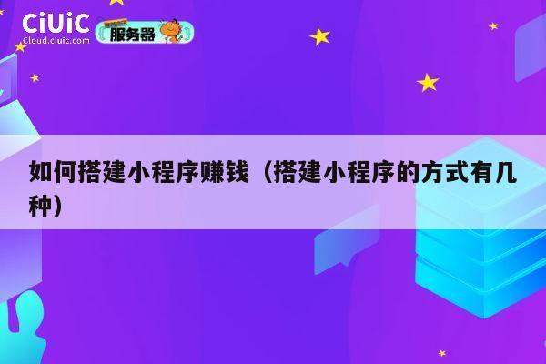 如何搭建小程序赚钱（搭建小程序的方式有几种） 第1张