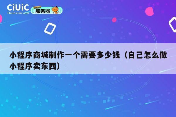 小程序商城制作一个需要多少钱（自己怎么做小程序卖东西） 第1张