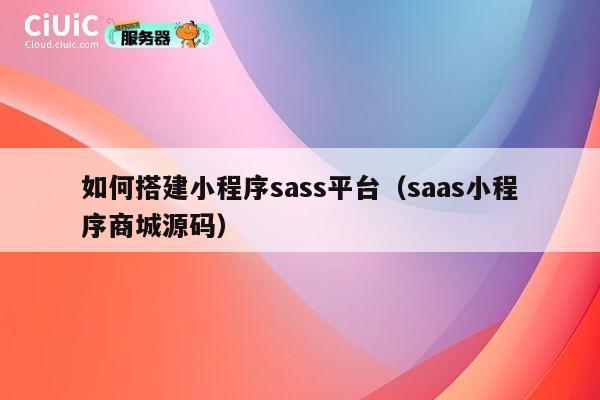 如何搭建小程序sass平台（saas小程序商城源码） 第1张