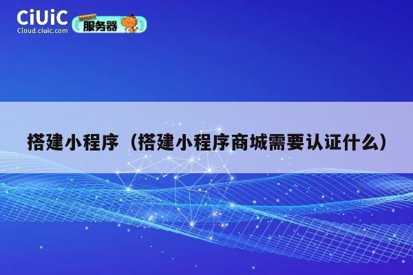 搭建小程序（搭建小程序商城需要认证什么） 第1张