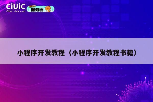 小程序开发教程（小程序开发教程书籍） 第1张